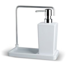 Дозатор для моющего средства Primanova Luna, с подставкой для губки и полотенца, 420 мл, белый