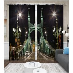 Фотошторы блэкаут "Старинный мост", 145*260 2 шт. Сирень