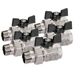 Кран шаровый с американкой Bugatti 3/4 (набор из 5 штук)