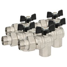 Кран американка угловой Bugatti (594), НР-ВР (бабочка) 3/4" (набор из 5 штук)