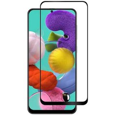 Защитное стекло с черной рамкой ROSCO для Samsung Galaxy A51 (Самсунг Галакси А51), силиконовая клеевая основа