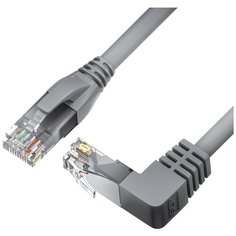 Патч-корд угловой 1м UTP LAN от GCR компьютерный кабель для интернета кат 6 RJ45 10 Гбит контакты 24 GOLD нижний угол