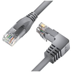 Патч-корд угловой 2м UTP LAN от GCR компьютерный кабель для интернета кат 6 RJ45 10 Гбит контакты 24 GOLD верхний угол