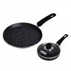 Набор из 2 сковород, Kamille, блинная, 22см, сковорода, 14см с крышкой и мраморным покрытием, 0615MR