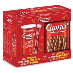 Вафли венские с фундуком и шоколадным кремом "Caprice" 2х115 гр (+набор простых карандашей, 4 шт)