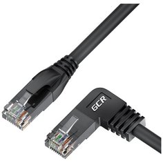 Патч-корд прямой 1.0m от GCR UTP кат.5e черный левый угол литой ethernet high speed