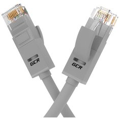 Кабель LAN для подключения интернета GCR cat5e RJ45 UTP 0.5м патч-корд patch cord шнур провод для роутер smart TV ПК серый литой