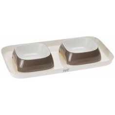 Подставка Ferplast Glam Tray Small с двумя мисками 800 мл серый