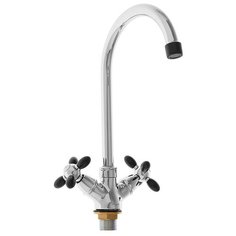 Смеситель для кухни (мойки) Accoona H82 A4582 color двухрычажный хром/черный