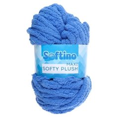 Пряжа Softino Softy plush maxi однотонный, 100 % полиэстер, 250 г, 22 м, васильковый