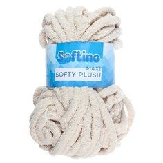 Пряжа Softino Softy plush maxi однотонный, 100 % полиэстер, 250 г, 22 м, бежевый жасмин