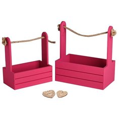 Ящик Дарите счастье набор 2 в 1 с шильдиком Люби 25х15х30, 21х12х23 см бордо