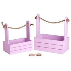 Ящик Дарите счастье набор 2 в 1 с шильдиком Самой нежной 25х15х30, 21х12х23 см сирень