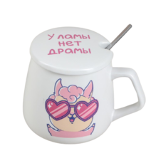 Доляна Кружка Лама-драма 400 мл белый/розовый