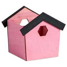 Кашпо Дарите счастье Домик Ромб 13 х 11 х 18 см розовый/черный
