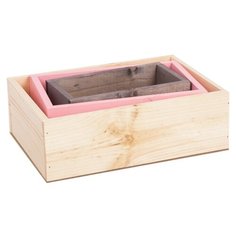 Ящик Дарите счастье набор 3 в 1 с шильдиком Ты мое счастье 30 × 21 × 12 см бежевый/коричневый/розовый