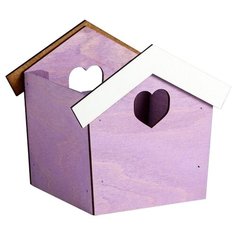 Кашпо Дарите счастье Домик Сердечко 13 х 11 х 18 см фиолетовый/белый