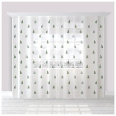 Тюль Этель Елочки на ленте 260 см белый/зеленый