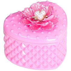 Yiwu Zhousima Crafts Шкатулка Сердце с цветком 5120845 розовый
