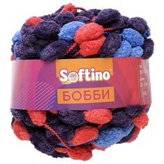 Пряжа Softino Бобби, 100 % полиэстер, 150 г, 30 м, сине-красный