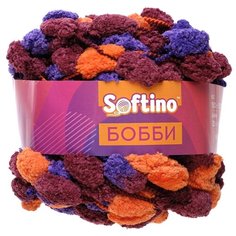 Пряжа Softino Бобби, 100 % полиэстер, 150 г, 30 м, фиолетово-оранжевый