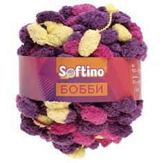 Пряжа Softino Бобби, 100 % полиэстер, 150 г, 30 м, фиолетово-желтый