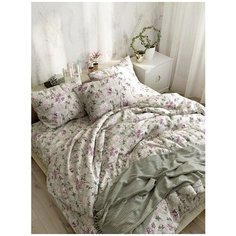 Пододеяльник Сказка "Хризантемы на льне" 1,5-сп 145х215 см, лён