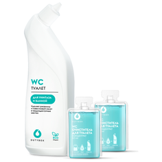 Dutybox / Очиститель туалета и ванны. Многоразовая бутылка и 2 концентрата (2х500 мл готового средства)