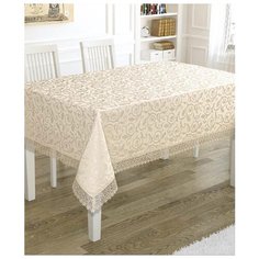Скатерть "KARNA" KDK с гипюром прямоугольная ; Бежевый ; Размер: