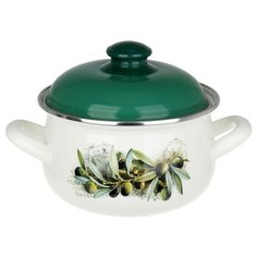 Кастрюля Интерос Маслины, 3.1 л, белый/зеленый