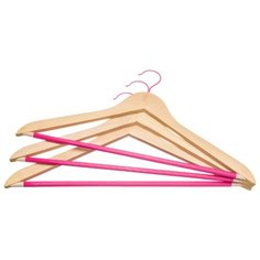 Набор из 3-х вешалок с нескользящей перекладиной EL CASA "Дуб", розовый