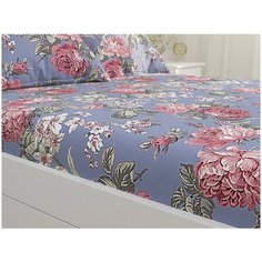 Простыня Сказка Прохоровская роза перкаль на резинке 160 x 200 см фиолетовый/зеленый/розовый