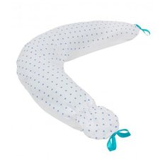 Подушка ROXY-KIDS для сна и кормления шарики+холлофайбер белый/голубой горох