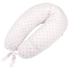 Подушка ROXY-KIDS для сна и кормления шарики+холлофайбер белый/розовй горох