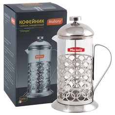 ЧАЙНИК-КОФЕЙНИК С ПРЕССОМ "OLIMPIA" СТЕКЛО 1000 МЛ (1/12) "MALLONY" T046-1000ML