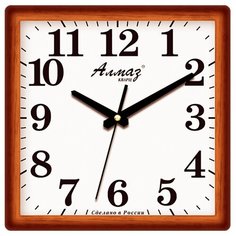 Часы настенные кварцевые Алмаз K42/K43 коричневый/белый