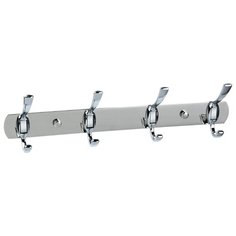 КРЮЧОК-ВЕШАЛКА НА ПЛАНКЕ (4 КРЮЧКА) НЕРЖАВ. (1/30) "РЫЖИЙ КОТ" SSA-002-4