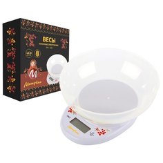 ВЕСЫ КУХОННЫЕ ЭЛЕКТРОННЫЕ "МАТРЁНА" МА-188 ДО 5 КГ, ЧАША КРУГЛАЯ (1/40)