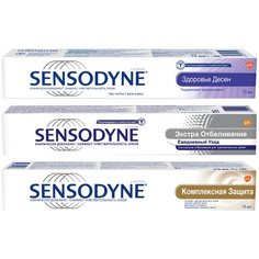 Набор зубных паст Sensodyne Комплексная защита, 75 мл + Экстра Отбеливание, 75 мл + Здоровье десен, 75 мл