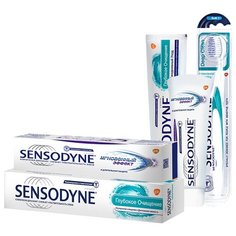Набор средств Sensodyne зубные пасты Мгновенный эффект 75 мл + Глубокое очищение 75 мл + зубная щетка Clean Deep