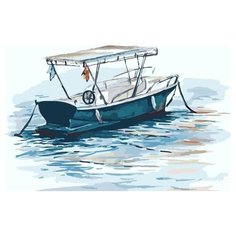 Цветной Картина по номерам "Одинокий катер" 40х50 см (MG2078)