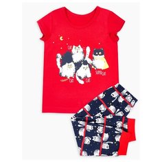 Пижама Веселый Малыш размер 104, красный/темно-синий/белый