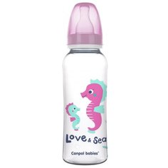 Canpol Babies Бутылочка PP с узким горлышком Love&Sea 59/400, 250 мл, с 12 месяцев, розовый