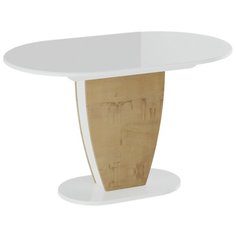 Стол кухонный ТриЯ Монреаль Тип-1, раскладной, ДхШ: 130 х 80 см, длина в разложенном виде: 161.5 см, Белый глянец/Бунратти Triya