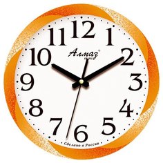 Часы настенные кварцевые Алмаз E44 коричневый/белый