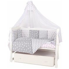 Борт в кроватку 12 предметов (12 подушек-бортиков) AmaroBaby ROYAL BABY (бязь, серый)
