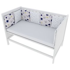 Бортик в кроватку 12 предметов (12 подушек-бортиков) AmaroBaby КОСМОС (белый)