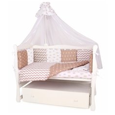 Борт в кроватку 12 предметов (12 подушек-бортиков) AmaroBaby ROYAL BABY (бязь, коричневый)