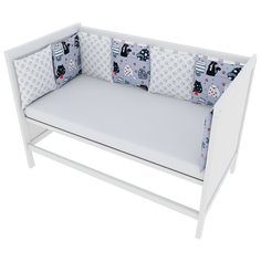 Бортик в кроватку 12 предметов (12 подушек-бортиков) AmaroBaby КОТИКИ (серый)