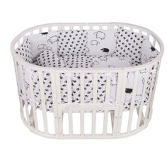 Борт в кроватку 12 предметов (12 подушек-бортиков) AmaroBaby HOME ELITE(черн (белый/сер,поплин/бязь)